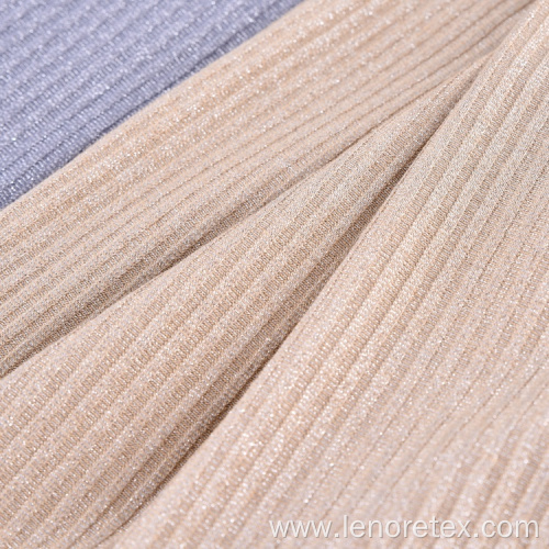 Knit Metallic Lurex Viscose Rayon Rib Fabric